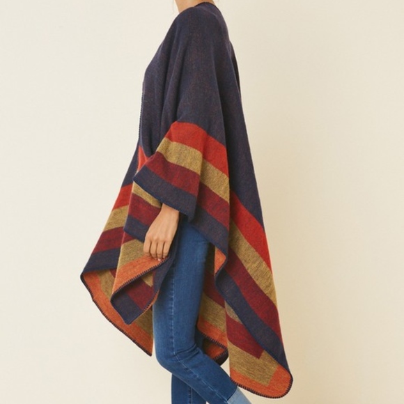 Navy Colorblock Kimono - Picture 3 of 6